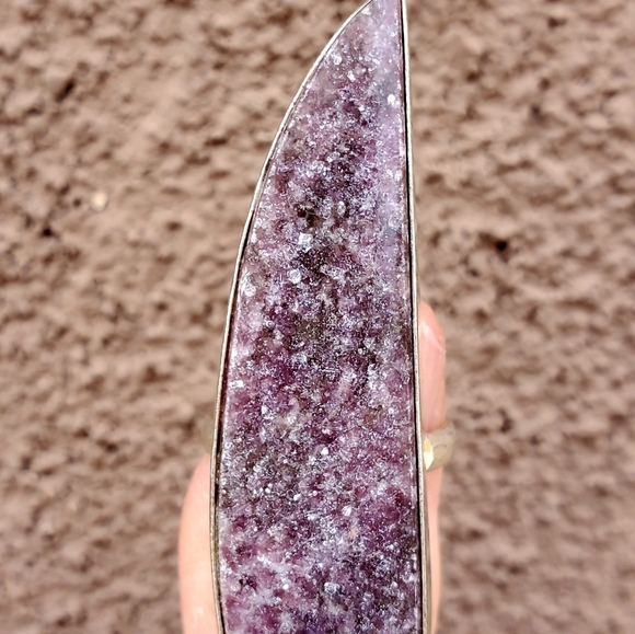 New Huge Lepidolite 925 Silver Statement Ring. - Picture 6 of 9